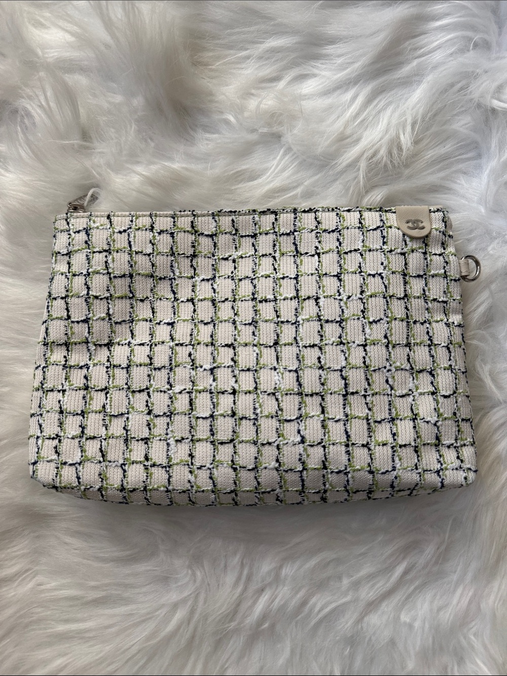 NWT CHANEL 2019 Beige Calfskin Perforated Logo Tote with Silver-Tone Hardware - Picture 13 of 17